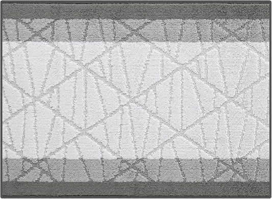 3 ft Mini Entryway Grey Rug | Custom Length | Slip Resistant, Non-Skid Backed, Easy to Clean, Durable | Washable, Pet Friendly | Indoor Doormat Size