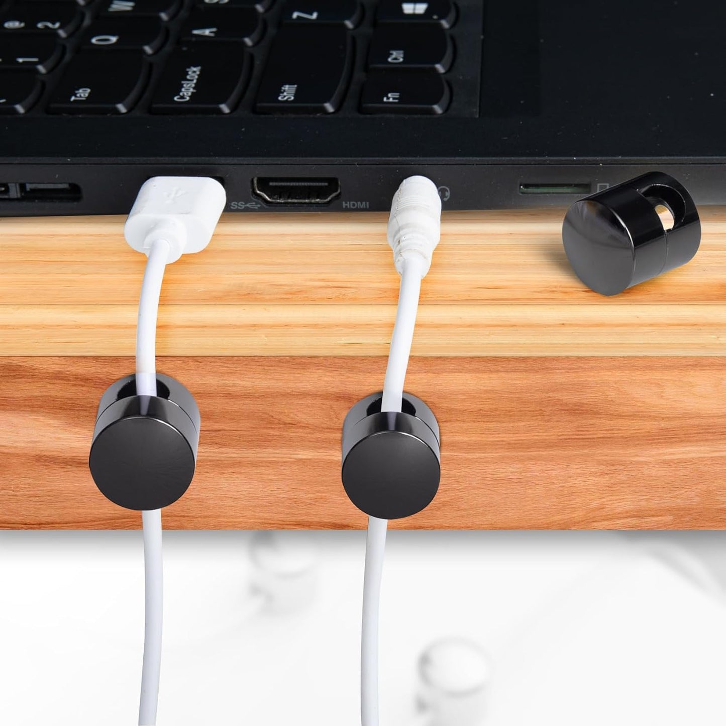 3 Sets Charger Holders for Cords, Black Adjustable Cable Anchor Holders, Adhesive Metal Cord Clips, Cable Management Wire Organizers for Desk, Office, Nightstand