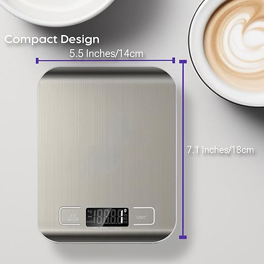 Maverick Digital Kitchen Scale, Accurate Grams & Ounces for Cooking, Baking, and Meal Prep, Great for Keto and Weight Management, Sturdy Stainless Steel with Easy-to-Read Digital Screen
