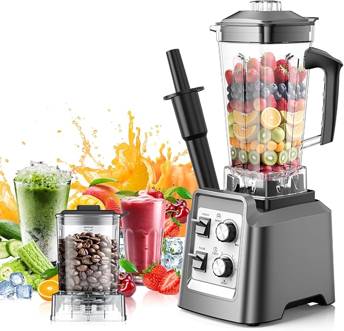 Blender for Smoothies, Blender with 68Oz. Pitcher & 20Oz. Grinder, 28000 RPM Blenders for Kitchen, Ice Crushing, Frozen Fruits, Blending