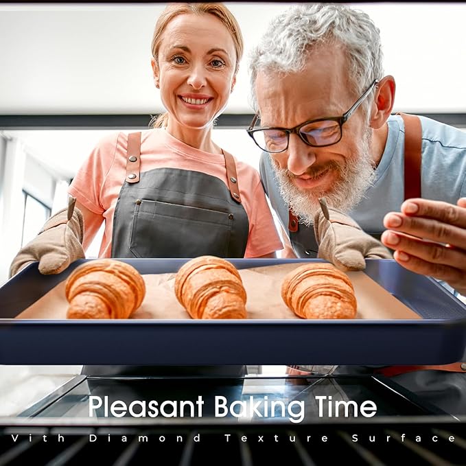 Baking Pans Set 8-Piece Bakeware Sets, Baking Sets for Cooking Nonstick Oven Pan Set, Baking Sheet Set, Cookie Sheets for Baking, Muffin Pan, Ceramic Coated Blue