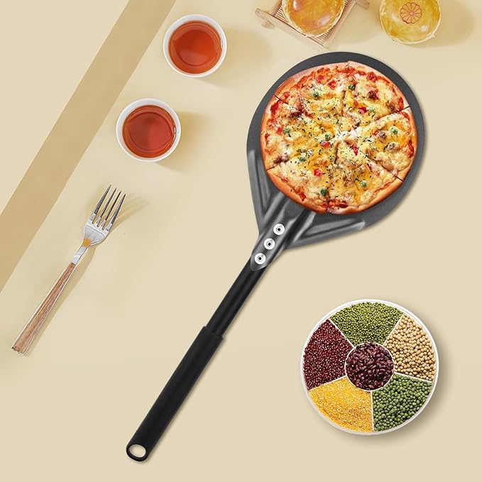 Perforated Pizza Peels 6 INCH pizza spatula paddle Long Handle Metal Pizza Spatula for Indoor and Outdoor (6 Inch)