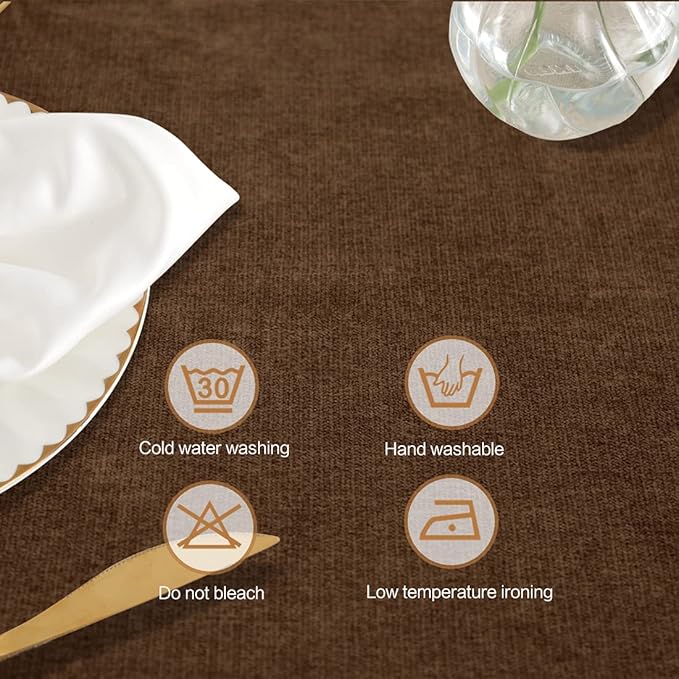 Table Cloth Rectangle Table Cover 55x95 Inches Soft-Brushed Finish Wrinkle Free and Waterproof Coffee Brown Rectangle Tablecloth for Kitchen Party Buffet Wedding