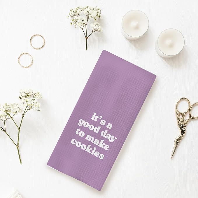 Baking Towels, Tea Towels for Baking, Gifts for Bakers Cookie Lovers Cooks, Baking Gifts for Women Bakers, It's a Good Day to Make Cookies Kitchen Towels, 16x24 （10）