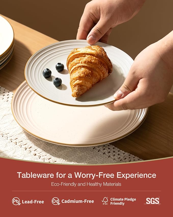 Famiware Jupiter Dinnerware Set, Plates and Bowls Dish Sets for 8 (24 Pieces), Microwave and Dishwasher Safe Stoneware Speckled Tableware, Chip and Scratch Resistant, Multi-color