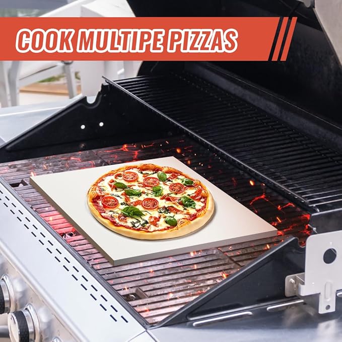 18'' Square Pizza Stone Baking Stone Cordierite Bread Stone for Oven Grill, Thermal Shock Resistant Ideal for Baking Different Sizes of Pizzas or Bread