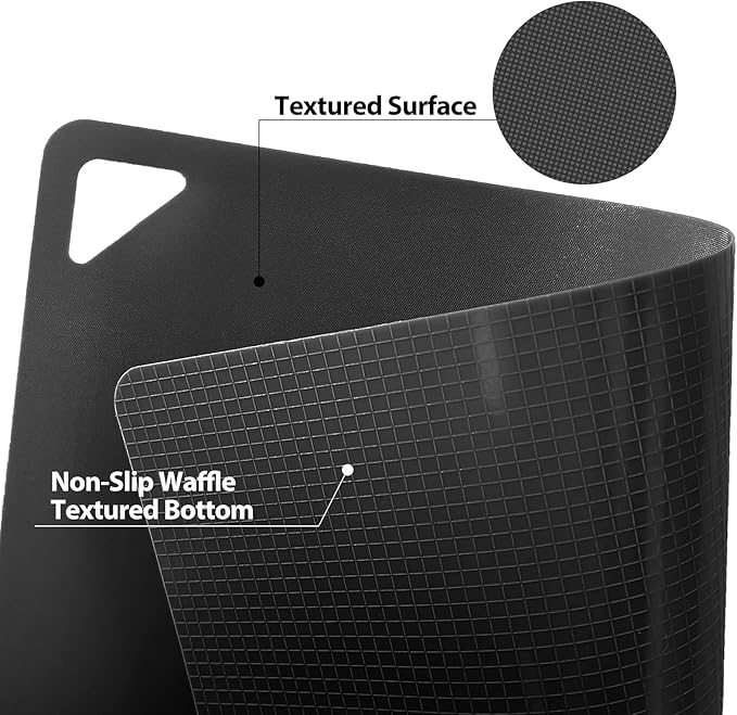 WK Flexible Plastic Cutting Boards for Kitchen, Cutting Board Mats Set of 3, Nonslip Cutting Board for Meat, Thin Cutting Sheets with Hole, Dishwasher Safe, BPA Free, 14.5x11.5"