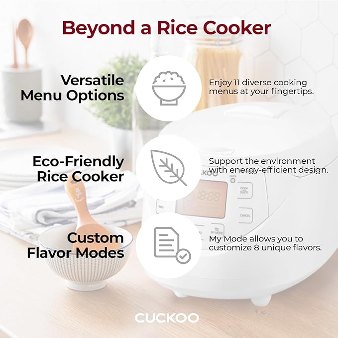 CUCKOO Micom Rice Cooker 6 Cup Uncooked / 12 Cup Cooked, Korean Fuzzy Logic Rice Cooker with Delay Timer & Keep Warm Setting, Versatile Food Steamer with Non-Stick Inner Pot, White (CR-0633F)