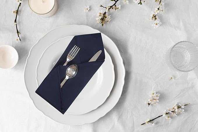 ANA Cloth Napkins Set of 6 (17.5x17.5) inch 100% Cotton Dinner Napkin Washable Hotel Quality Reusable Kitchen & Table Linen for Fall Thanksgiving Family Dinners Weddings & Everyday Use - Navy