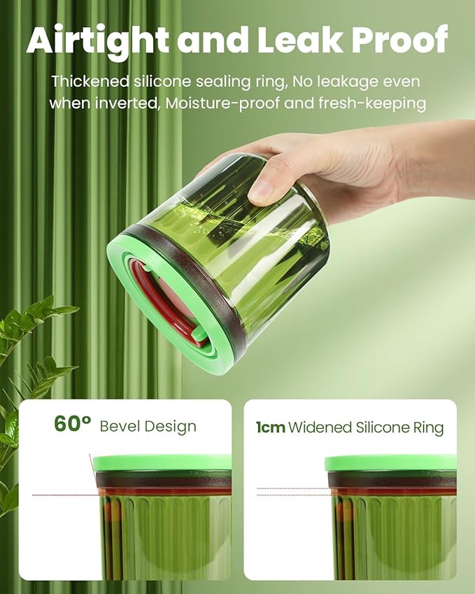 6Pcs Pop Airtight Food Storage Containers Set with Lids, BPA-Free Stackable Kitchen Pantry Organization, One-handed Opening Airtight Containers for Candy, Snack, Sugar, Cereal (0.3, 0.5, 0.7qt)*2