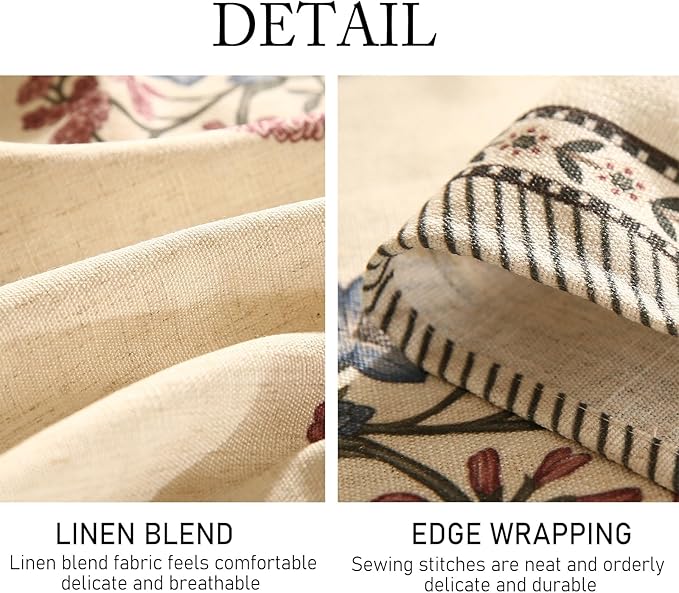 French Tablecloth for Rectangular Tables,Linen Table Cloth with Colorful Flowers Pattern,Heavy Durable Table Cover for Dining Thanksgiving Kitchen Decor Party Banquet Christmas,67"*118"