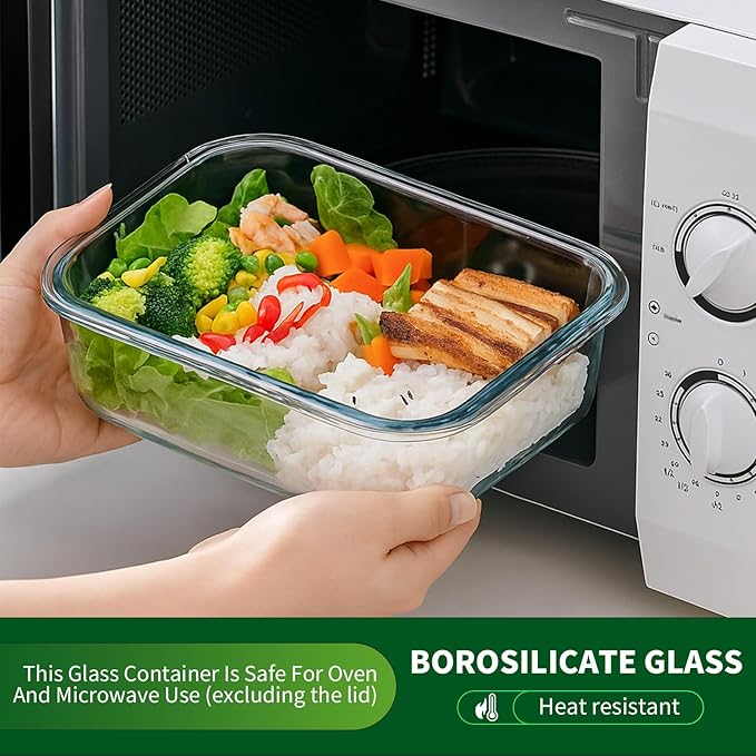 Are l 【4-Packs, Glass Meal Prep Containers with Snap Locking Lids Glass Food Containers,Airtight Lunch Container,Microwave, Oven, Freezer and Dishwasher