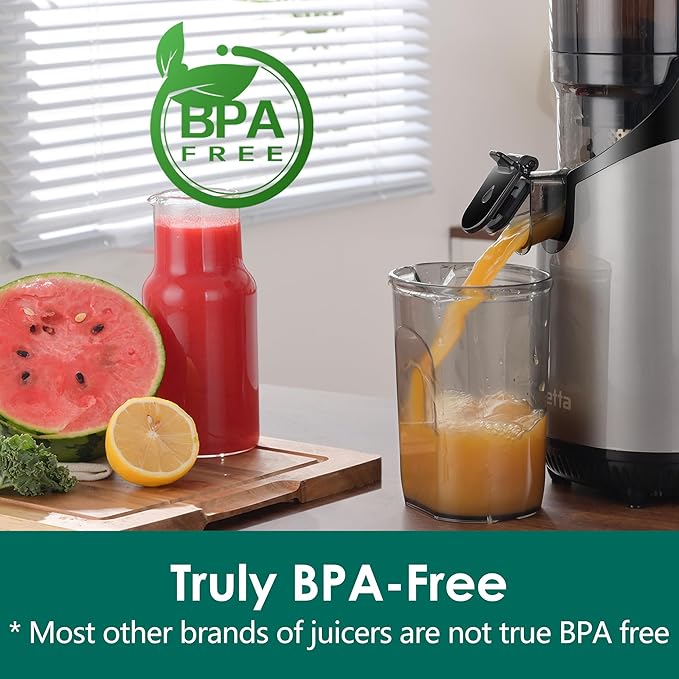 Cold Press Juicer Machines, Slow Masticating Juicer with 5.3" Extra Large Feed Chute Fit Whole Fruits & Vegetables, Self Feeding Effortless for Batch Juicing, BPA Free 250W (Grey, 1.8L)