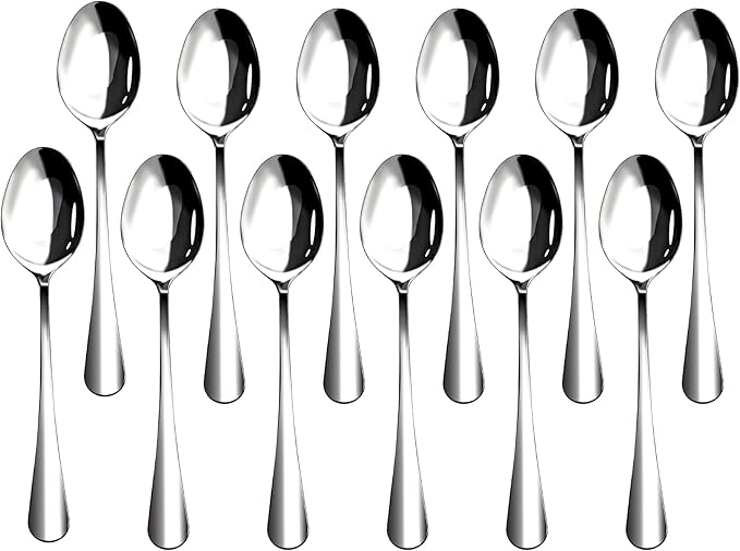 12 Pieces Heavy Duty Teaspoons Set,6.8" Tea Spoons Silverware,Food Grade Stainless Steel teaspoons,Small Spoons for Home, Kitchen, Restaurant,Mirror Polished and Dishwasher Safe