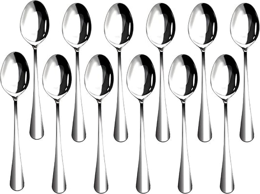 12 Pieces Heavy Duty Teaspoons Set,6.8" Tea Spoons Silverware,Food Grade Stainless Steel teaspoons,Small Spoons for Home, Kitchen, Restaurant,Mirror Polished and Dishwasher Safe