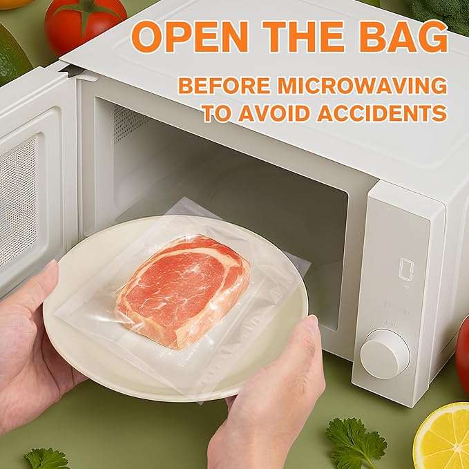 FUNFERY Precut Vacuum Sealer Bags for Food, 100 Gallon 11" x 16", Food Long-Term Storage and Sous Vide Commercial-Grade Bag, BPA Free for Microwave, Boiling,Sous Vide, Refrigerator