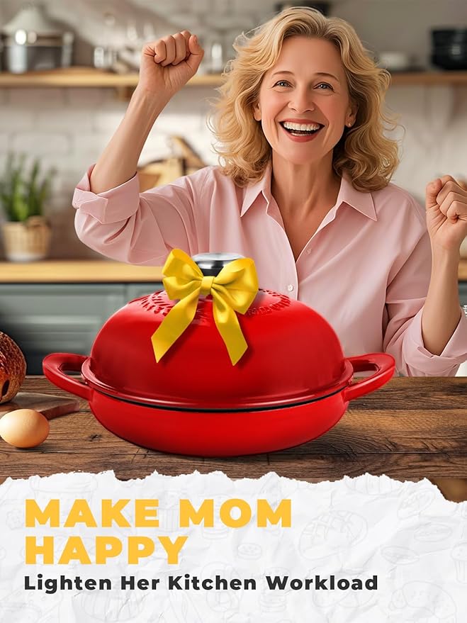 Dutch Oven Bread Baking Pot with Lid 6QT Enameled Cast Iron Oven, Gradient Red Design & Complete Sourdough Kit (Banneton Basket, Dough Tools, Silicone Sling) for Artisan Bread Making