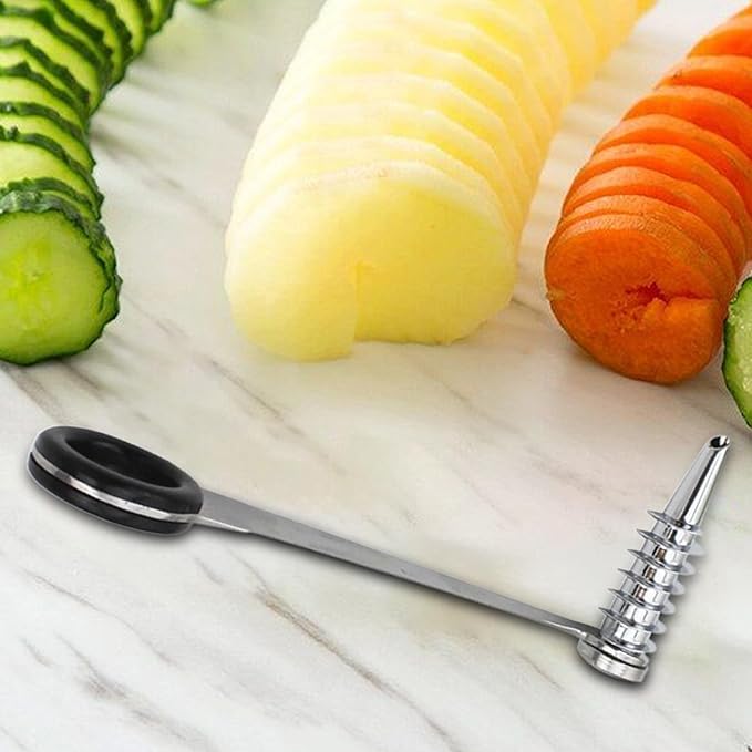 Cucumber Spiralizer Stainless Steel Zucchini Cutter Vegetable Spiralizer for Healthy Salads Manual Courgette Slicer Dishwasher Safe Handheld Kitchen Gadgets for Cucumber Potato Carrot