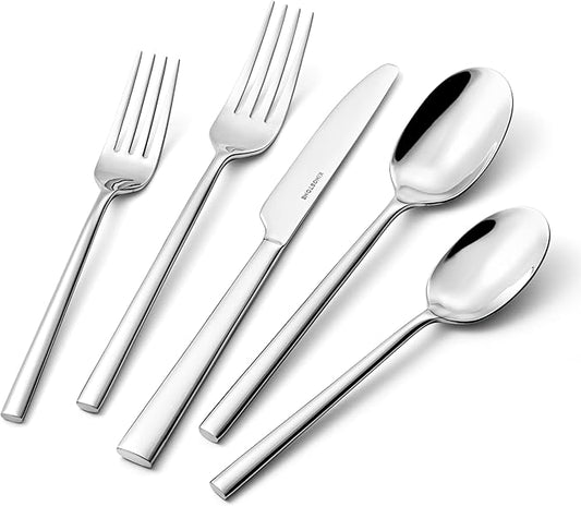 KINGSTONE Silverware Set, 20-Piece Forged Flatware Set Cutlery Set Premium Stainless Steel, Service for 4, for Kitchen, Home, Wedding, Party, Mirror Polished and Dishwasher Safe