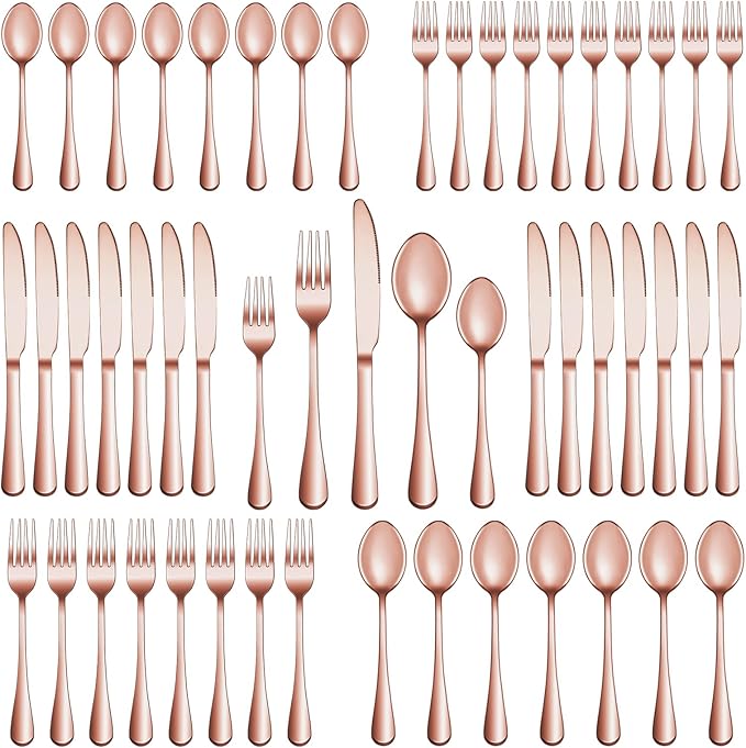 20 Pcs Rose Gold Silverware Set Service for 4, Premium Stainless Steel Flatware Set, Cutlery Utensil Set, Durable Home Kitchen Eating Tableware Set, Include Fork Knife Spoon Set, Dishwasher Safe