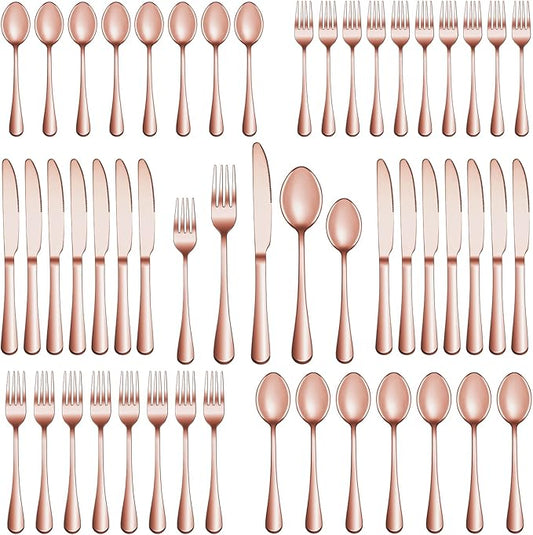 20 Pcs Rose Gold Silverware Set Service for 4, Premium Stainless Steel Flatware Set, Cutlery Utensil Set, Durable Home Kitchen Eating Tableware Set, Include Fork Knife Spoon Set, Dishwasher Safe