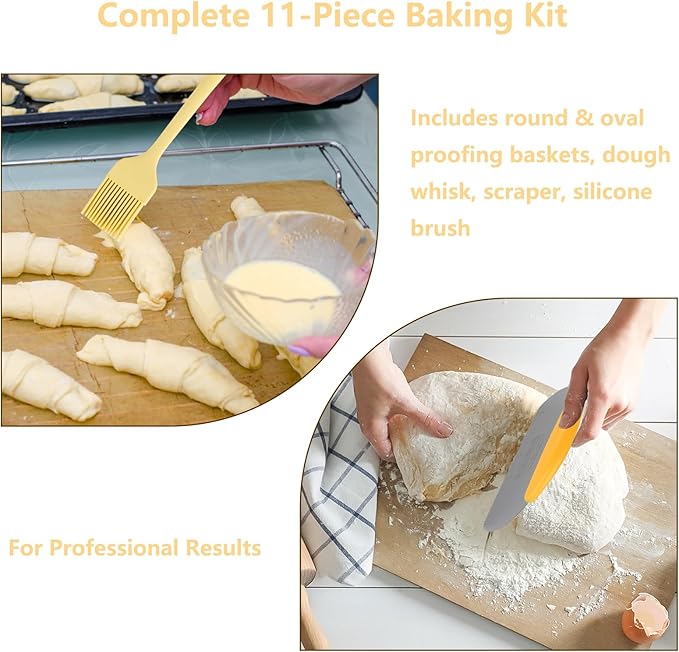 Silicone Bread Proofing Basket, Complete Set for Bread Making With Essential Tools, Easy to Clean and Store