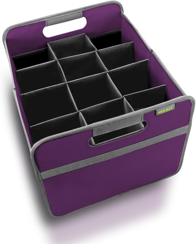 meori Foldable 12 Bottle Wine Carrier Midnight Magenta Carry Glassware Liquor Storage Bottle Shopping Travel Cocktails RV (B100793)