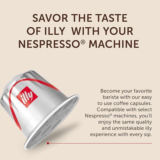 illy Aluminum Espresso Capsules - Compatible with Nespresso Machines - Classico Lungo Roast Coffee - Mild & Balanced - Notes Of Caramel, Orange Blossom & Jasmine - 10 Count (Pack of 10)