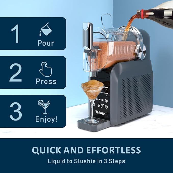 Slushie Machine, 88oz Frozen Drink Maker with 7 Preset Programs, No Ice Required for Frozen Margaritas, Slushies, Frappés and Milkshakes, Mist Gray