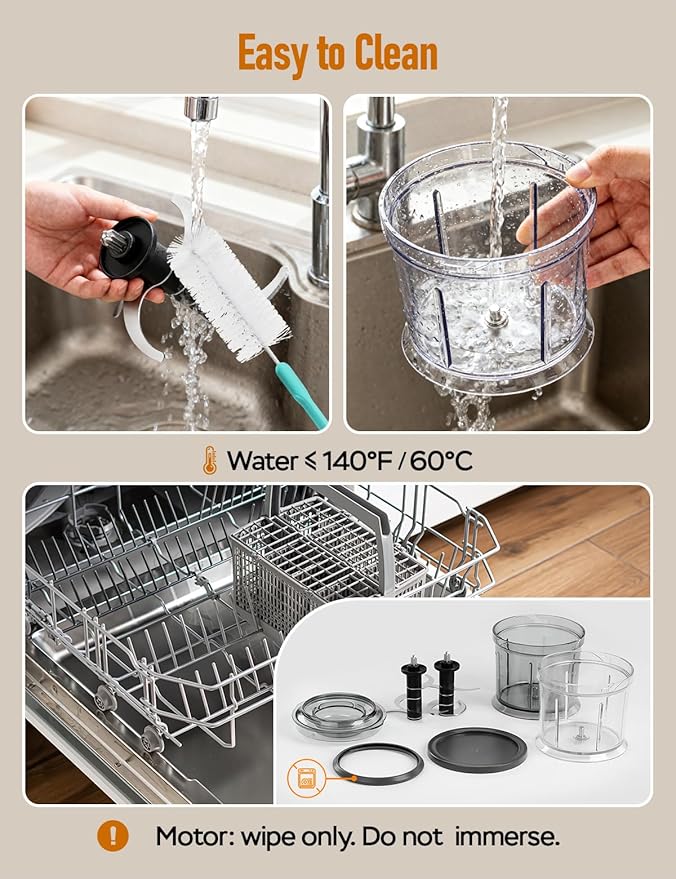 Food Processor, Electric Food Chopper with 2 Bowls (2 × 4 Cup) & 2 Dual-Layer S-Blade Sets, Meat Grinder & Vegetable Chopper for Meat, Onions, Garlic, Nuts, Salad & Baby Food