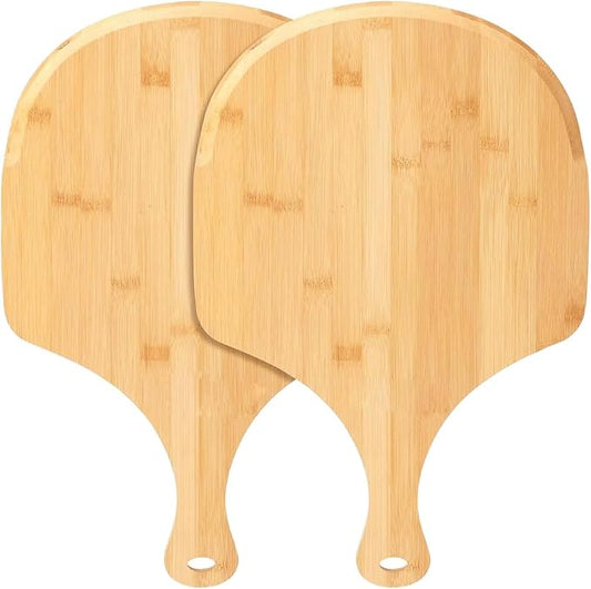 Pizza Peel 12 inch 2 Pack, Bamboo Wooden Pizza Peels for Pizza, Bread, Cheese, Vegetable, Fruits