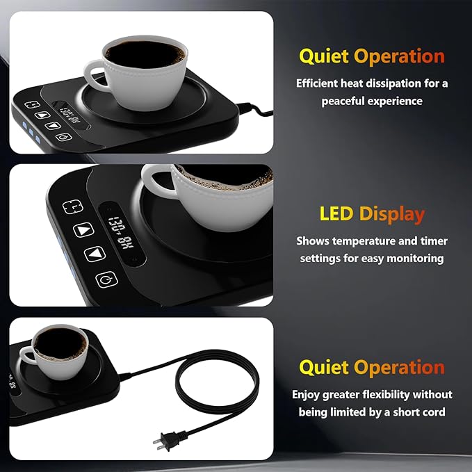 Mug Warmer with Smart Mug Warmer for Coffee/Tea, Auto Shut-Off, 9-Temp Settings & Timer, Candle Warmer Plate, Digital Touch Display