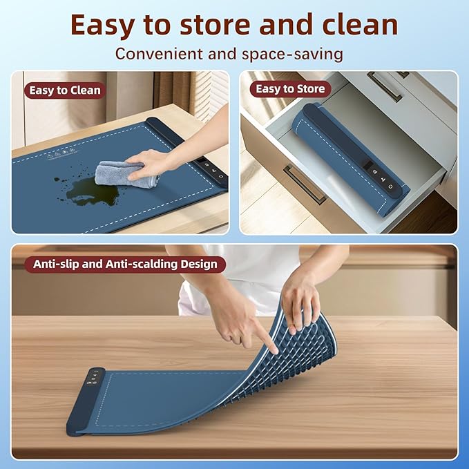 Food Warming Mat, Electric Warming Tray, Silicone Warming Mat for Food, Foldable Food Warmer, Buffet Party Home Gathering Vacation Electric Food Warmer