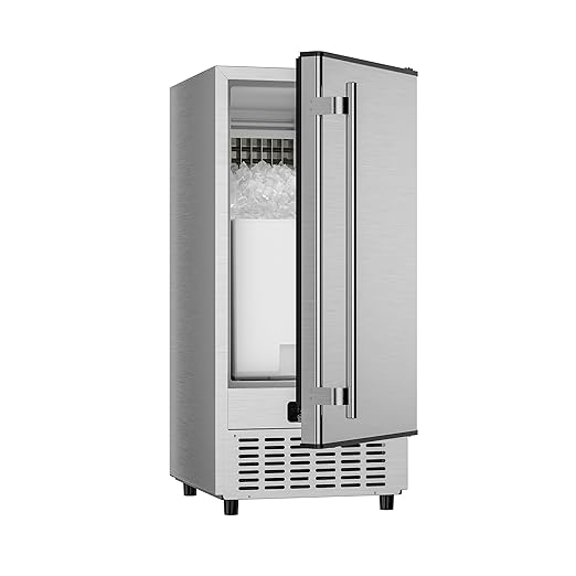 Coolake 15" Commercial Under Counter Ice Maker, 80LBS/Day Built-in Freestanding Cube Ice Machine, Self-Cleaning & Removable Filter, Stainless Steel Ice Machine with 30LBS Storage for Home Bar