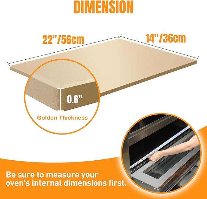 Extra Large Pizza Stone 22 Inch, Rectangular Pizza Grilling/Baking Stone 22" x 14", Industrial Commercial Oven Stone, Ideal for Grilling Baking Several Pizzas Bread - Includes Scaper
