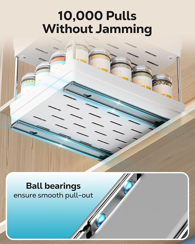 Nieifi Spice Organization for Cabinet-Vertical Spice Rack Pull Out-Spice Rack Organizer for Cabinet-8-1/4 inch Wide-Seasoning Kitchen Organizer-8.26" W x 10.6" D x 8.7" H-1 Pack-2 Tier