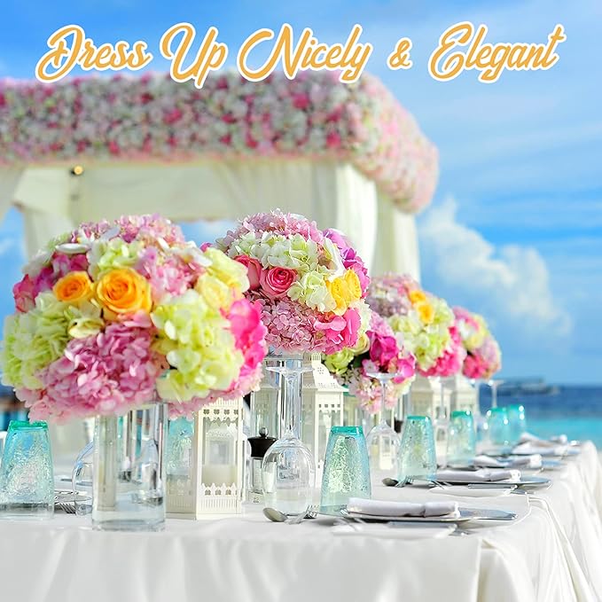 BRILLMAX 10 Pack White Tablecloths for 6 Foot Rectangle Tables 60 x 102 Inch - 6ft Rectangular Bulk Linen Polyester Fabric Washable Cloth Cover for Wedding Reception Banquet Birthday Party