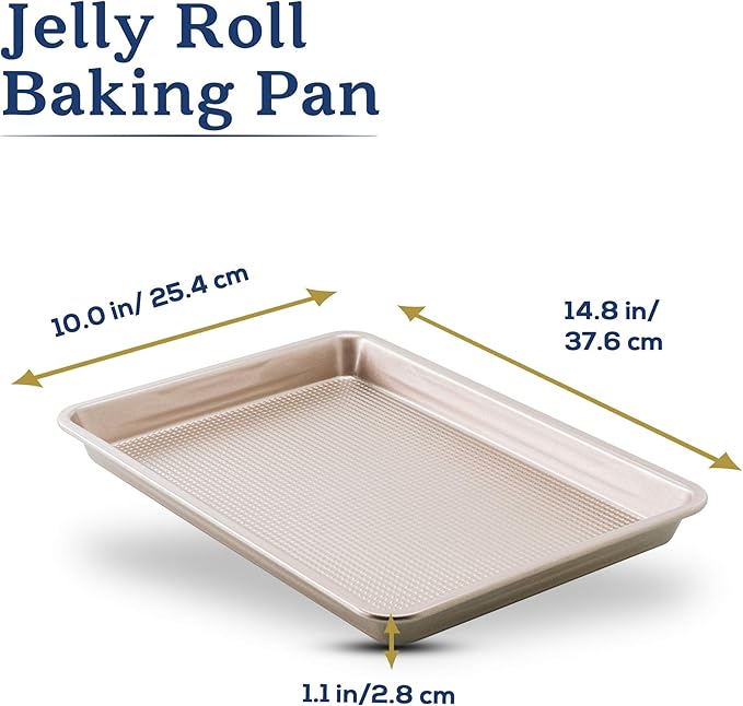 Ultra Cuisine Jelly Roll Baking Sheet Pan - Nonstick - Warp and Scratch Resistant - Enhanced Airflow - Durable Carbon Steel Design - Professional Roasting Quality - Baking Sheets Oven - 10 x 15 inch