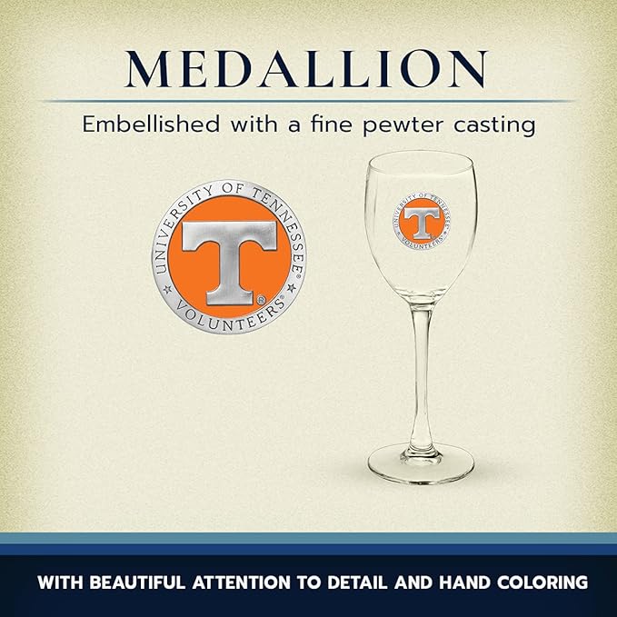 Heritage Pewter Tennessee Volunteers Glass Goblets – Set of 2 | 12 OZ Goblet Wine Glasses | Expertly Crafted Pewter Glass