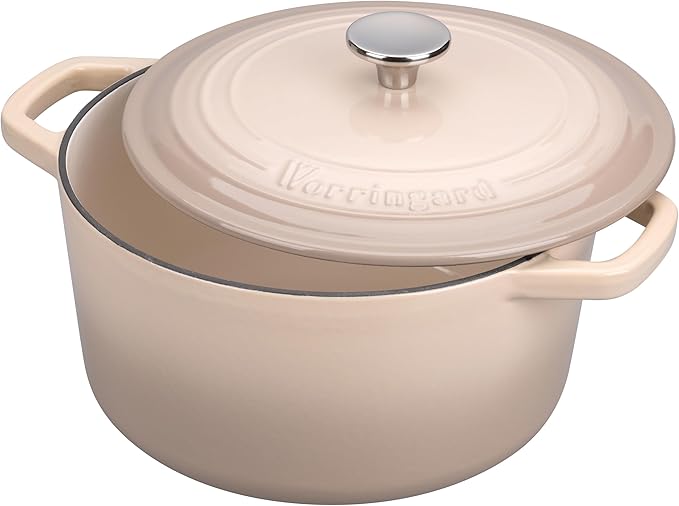 Enameled Cast Iron Dutch Oven Pot with Lid, for Bread Baking, Round Bread Oven- include Sourdough Bread Baking Supplies Set, 4.5QT, Latte