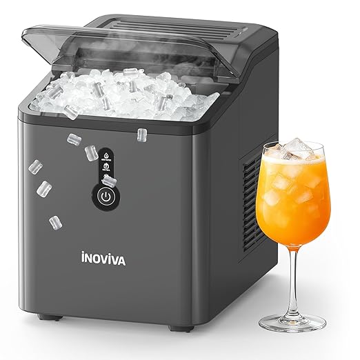 Nugget Ice Maker Countertop – 6 Mins Fast Ice Production, FLASHCHILL™, 26.5 LBS/Day, Self-Cleaning, Compact Portable Design, Ideal for Home, Office & Parties