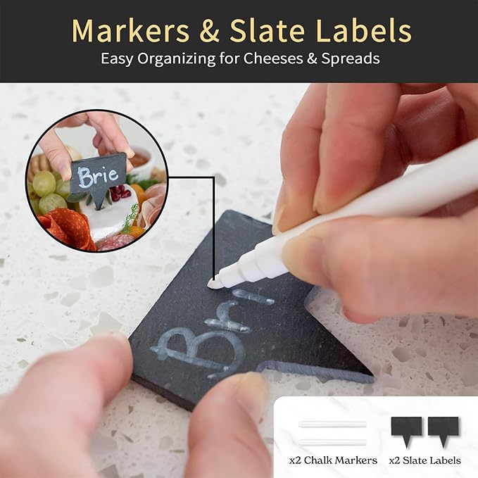 YZS Bamboo Charcuterie Boards Set -Unique Cheese Board with Accessories - Perfect for Housewarming, Weddings, Bridal Showers, Birthday Gifts, Mother's Day Gift, Parties, Eco-Friendly & Elegant Design