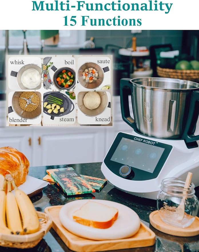 Cooking Machine,Chef Magic Kitchen Robot with 15 Functions, Built-in Scale, 600+ Recipes,3.5L Capacity,98-320°F Temperature Adjustable All-in-One Cooking Robot
