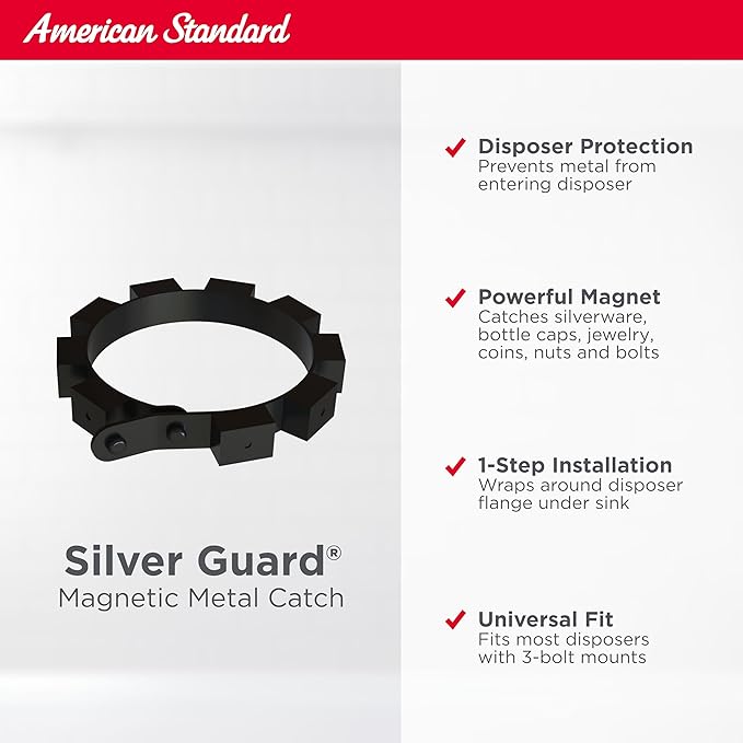 American Standard 10-US-AS-7 Garbage Disposal Anti-Jam Stainless Steel Food Waste Grinding System, Heavy Duty, 3/4 HP, Black