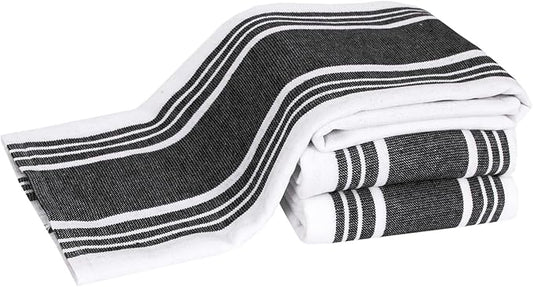 All-Clad Dual-Purpose Kitchen Towels: Highly Absorbent - 100% Cotton, 17"x30" Dish Towels for Cleaning & Drying Dishes & Glassware, 3-Pack, Black