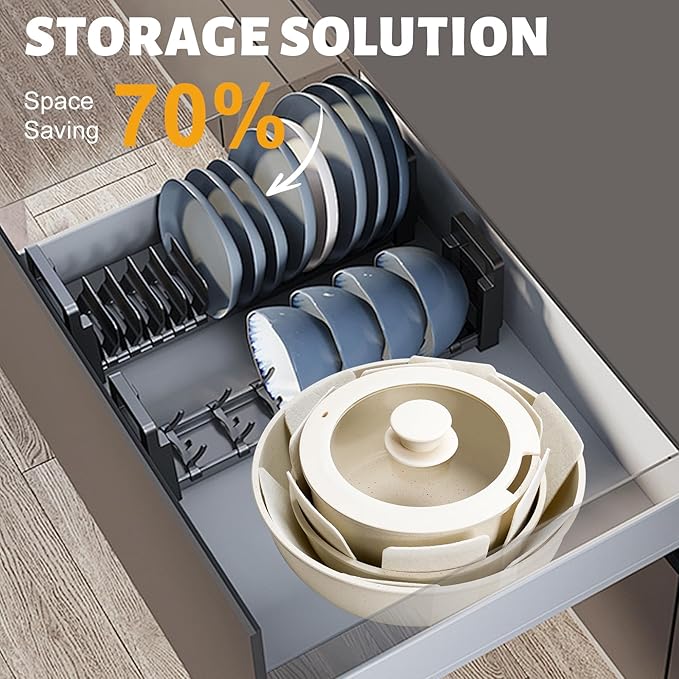 Numola 10 pcs Pots and Pan Set Non Stick with Detachable Handle, Ceramic Cookware Set for Stackable, Induction Kitchen Cookware Set for RV, Dishwasher ＆ Oven Safe, Cream White