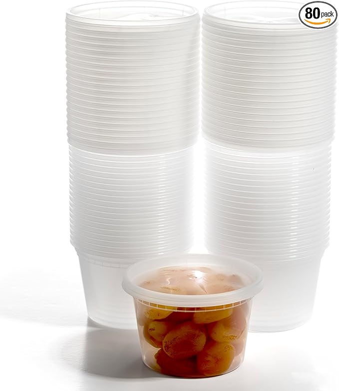 BINO | 16 Oz Deli Containers with Lids - 40 Pack | Food Storage Containers with lids | Freezer Safe, Microwaveable Plastic Containers with Lids for Meal Prep, Leftovers, Soups, Salads Takeout Catering