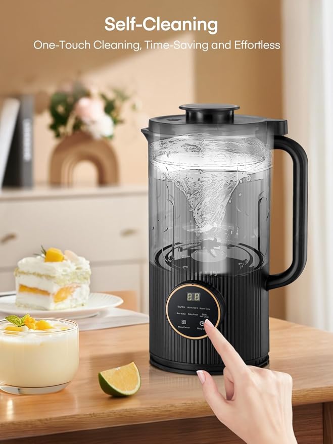 35oz Nut Milk Maker Machine, 8 in 1 Automatic Nut Milk Maker with 8 Blades, 800W Soy Milk Maker for Homemade Oat Milk, Juice, Almond Milk Maker with 12H Delay Start, Boil Water,Keep Warm&Auto Clean