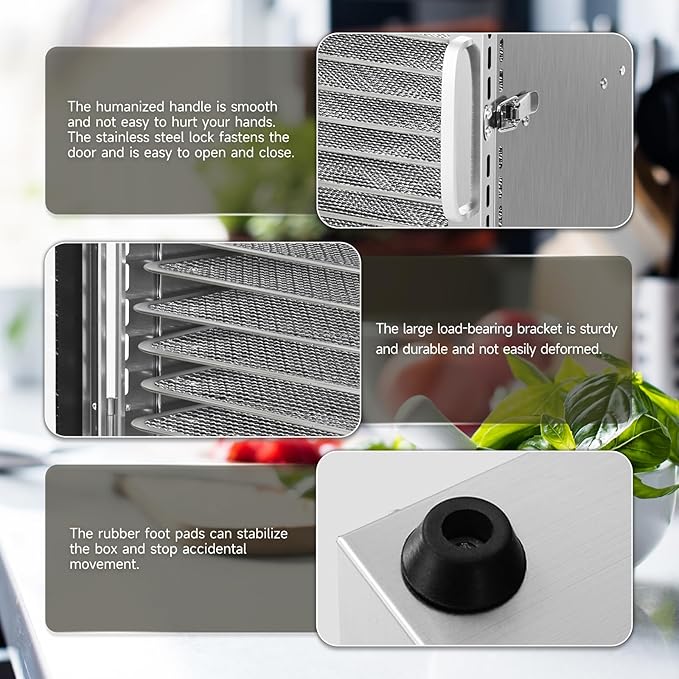 SUCISENI Food Dehydrator Machine 1000W 18 Trays Stainless Steel Commercial Food Dehydrated Dryer with 24H Timer Touch-Control LED Display, Compact Size for Home Jerky Herbs Meat Beef Fruit Vegetables