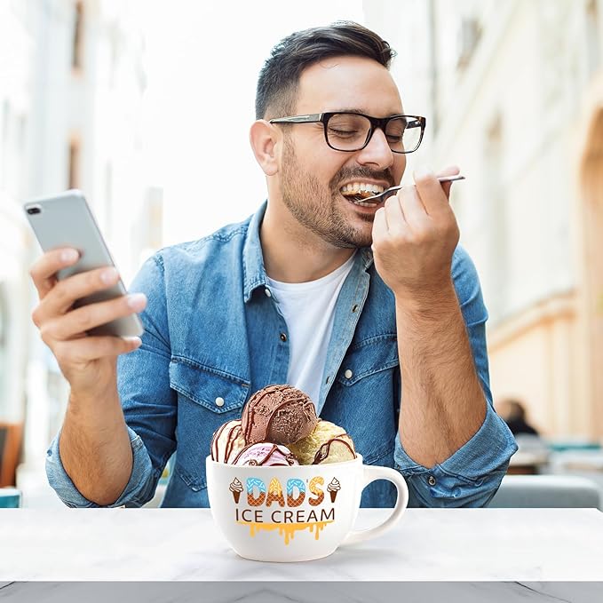 Fathers Day and Xmas Gadget - Ice Cream Bowl and Scoop Set for Daughter, Son, Ideal Gift